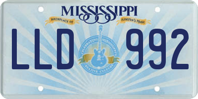 MS license plate LLD992