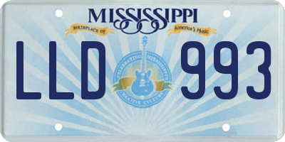 MS license plate LLD993