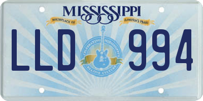 MS license plate LLD994