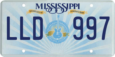 MS license plate LLD997