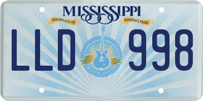 MS license plate LLD998