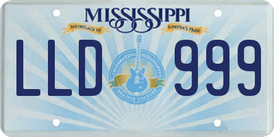 MS license plate LLD999
