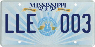 MS license plate LLE003