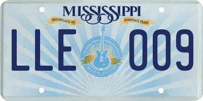 MS license plate LLE009