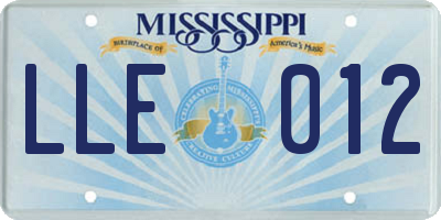 MS license plate LLE012
