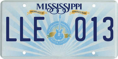 MS license plate LLE013