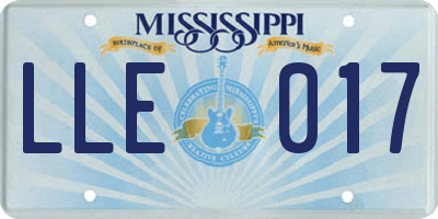 MS license plate LLE017