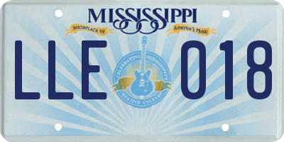 MS license plate LLE018