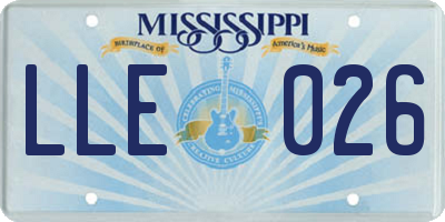 MS license plate LLE026