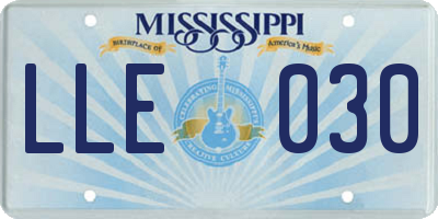 MS license plate LLE030