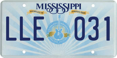 MS license plate LLE031