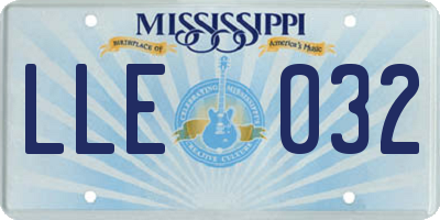 MS license plate LLE032