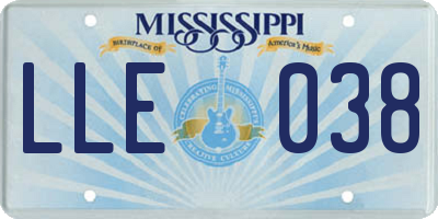 MS license plate LLE038
