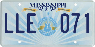 MS license plate LLE071