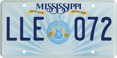 MS license plate LLE072