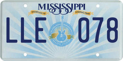MS license plate LLE078