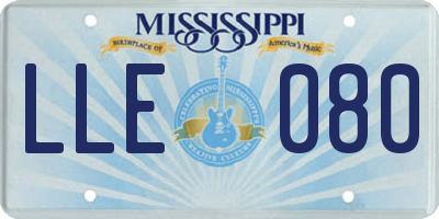 MS license plate LLE080