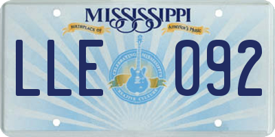 MS license plate LLE092