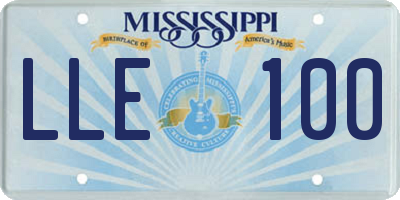 MS license plate LLE100