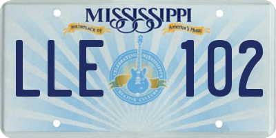 MS license plate LLE102