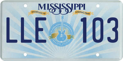 MS license plate LLE103