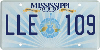 MS license plate LLE109