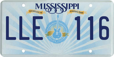 MS license plate LLE116