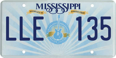 MS license plate LLE135