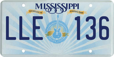 MS license plate LLE136