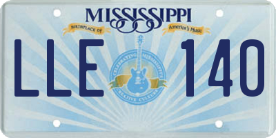 MS license plate LLE140
