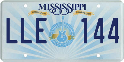 MS license plate LLE144