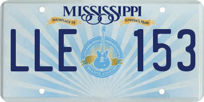 MS license plate LLE153