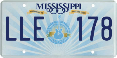 MS license plate LLE178