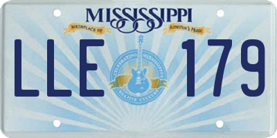 MS license plate LLE179