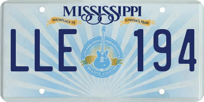 MS license plate LLE194