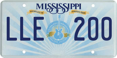 MS license plate LLE200