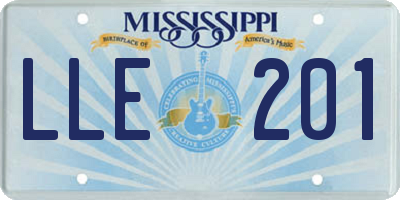 MS license plate LLE201