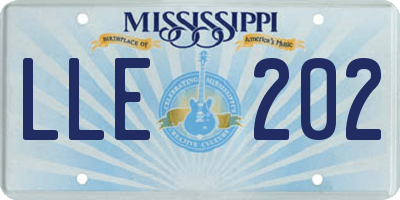 MS license plate LLE202