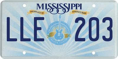 MS license plate LLE203