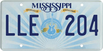 MS license plate LLE204