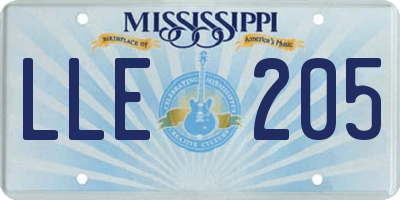 MS license plate LLE205