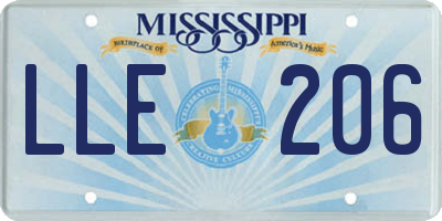 MS license plate LLE206