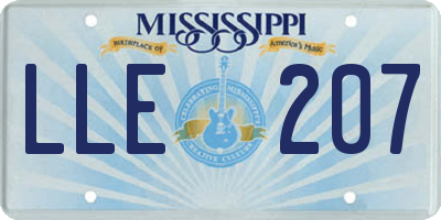 MS license plate LLE207