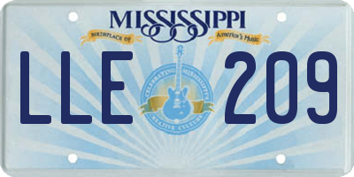 MS license plate LLE209