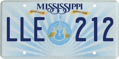 MS license plate LLE212