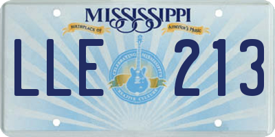 MS license plate LLE213