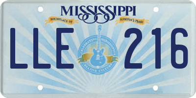 MS license plate LLE216