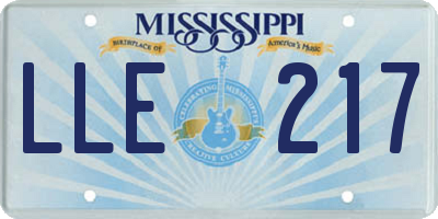 MS license plate LLE217