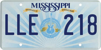MS license plate LLE218
