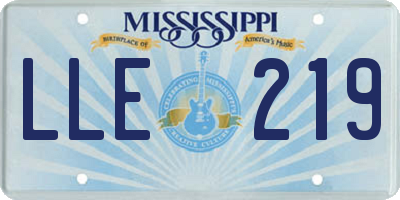 MS license plate LLE219